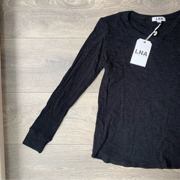 LNA Waffle Long Sleeve Desert Crew Top Cut out Long sleeve Black Size XS - Picture 6 of 14
